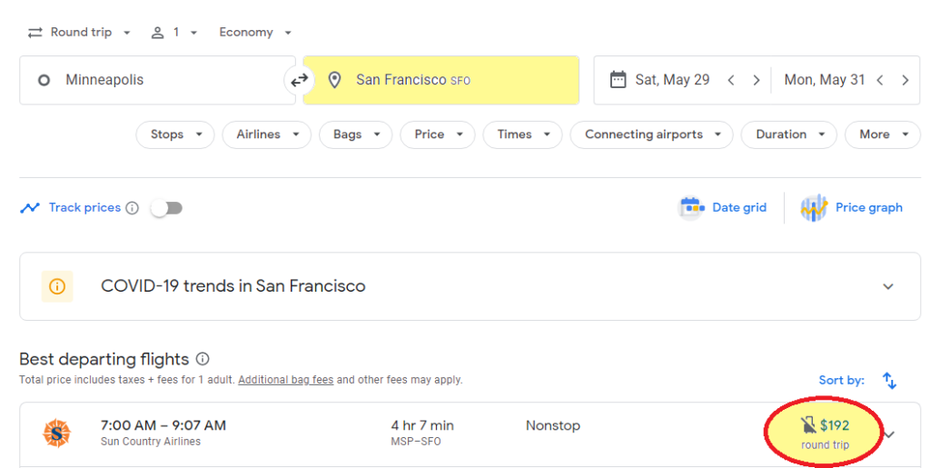 online flight search from msp to sfo