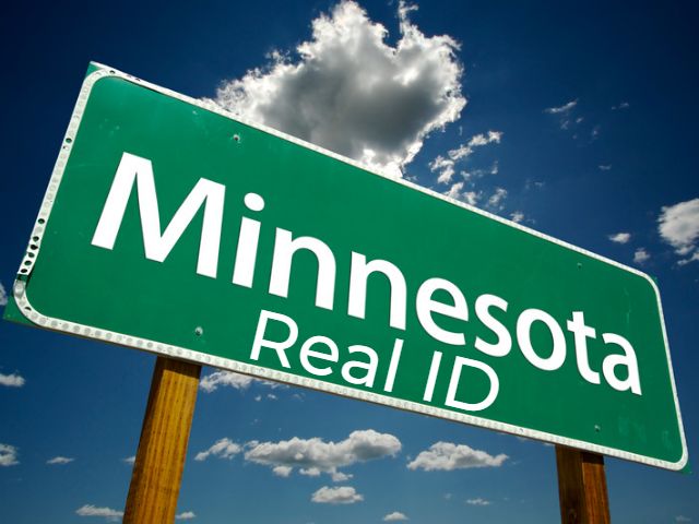 Green street sign with the text 'Minnesota Real ID