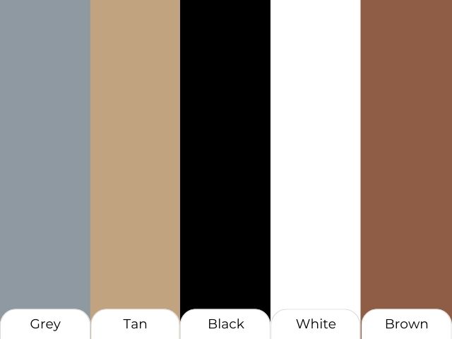 Alternating stripes of color blocks in grey, tan, black, white and brown.