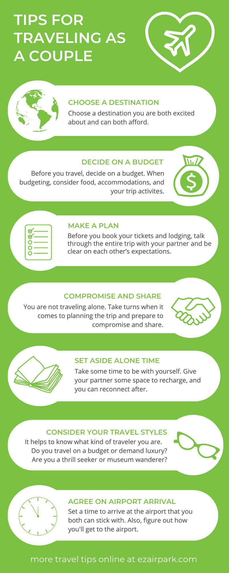 infographic explaining how to travel as a couple for the first time.